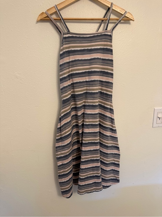 Pact Dresses & Skirts - Pact Striped Mini Dress in Blue and Cream with Taupe